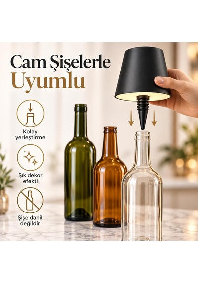 Tr Şişe Tipi Led Masa Lambası Şişe Dahil Değildir , 3 Işık Seçenekli Dokunmatik Dekoratif Aydınlatma, Usb Şar Genel 12560337