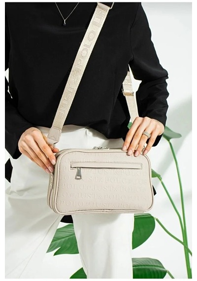 Just Polo Kadın Günlük Kullanıma Uygun Gofraj Baskılı Lüks Omuz Çantası Shoulder Bag Taş