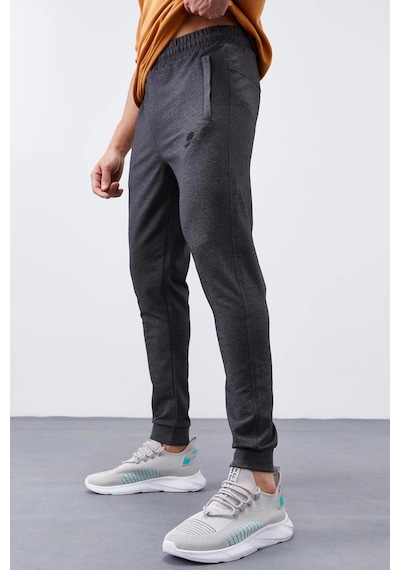 Tommy Life Antrasit Melanj Fermuar Cepli Dar Kalıp Jogger Erkek Eşofman Alt - 84343 Antrasit
