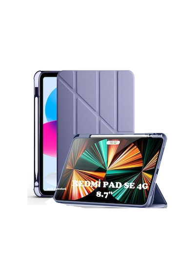 Xiaomi Redmi Pad Se 4g 8.7 İnç Kılıf Kalem Bölmeli Katlanabilir Uyku Modlu Yumuşak Silikon Kapak