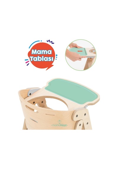 Tr Mychair Ahşap Katlanır Mama Sandalyesi Naturel