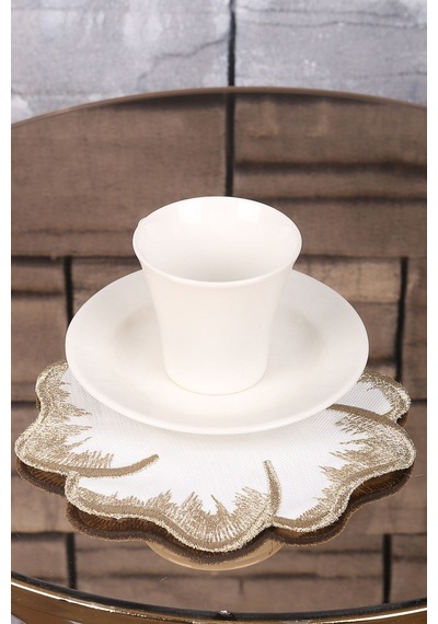 Hawaii Gold Linen Keten Kumaş 6'lı Kahve Yanı Kokteyl Sunum