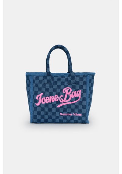 İcone Bag Icone Yıkamalı Denim Püskül Detaylı Şık Günlük & Plaj Çantası, Püsküllü Omuz Çantası Kot Lacivert