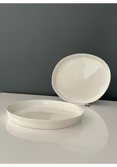 Tantitoni Space Beyaz Porselen 2 Li Pasta Tabağı Seti 16,8 Cm Beyaz