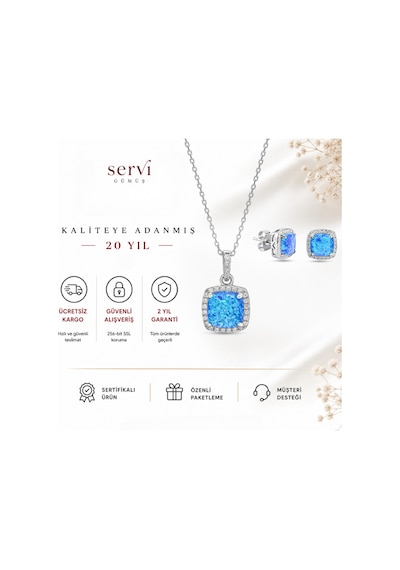 Servi 925 Ayar Gümüş Aqua Opal Set-37