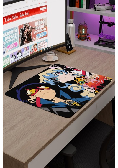 Gurren Lagann Kaymaz Dikişli Kauçuk Oyuncu Mousepad V4 - 48x40 Xl Gaming Mouse Pad Fare Altlığı