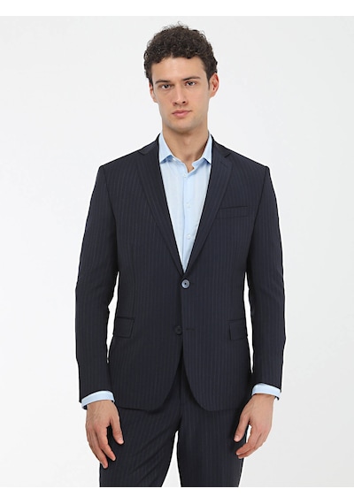 Kip Regular Fit Çizgili Lacivert Erkek Takım Elbise Tkm 2834 001
