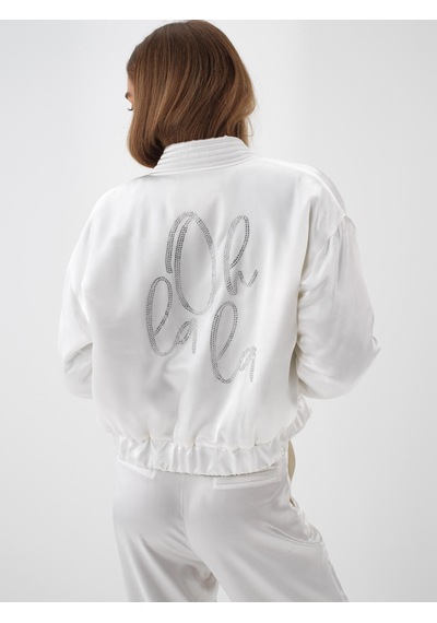 Xint Beyaz İpeksi Saten Oversize Ceket 290503