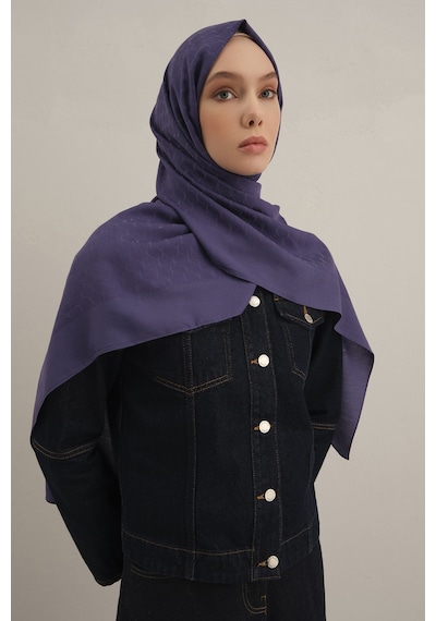 Armine Mor Link Desen Bambu Cotton Şal 68 Mor