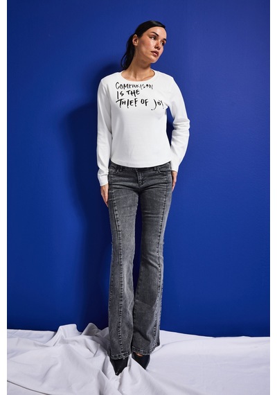 Itsbasic Kadın Beyaz W5 Yazı Baskılı %100 Pamuk Sweatshirt