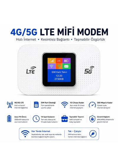 Lte 4g Wifi Modem 300mbps Yüksek Hızlı Kablosuz Yönlendirici Cep Telefonları, Dizüstü Bilgisayarlar Ve Tabletler Için Uygun