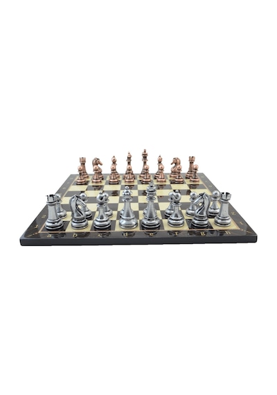 Metal Klasik Satranç Takımı Antik Ve Ceviz Desenli Mdf Ahşap Sat
