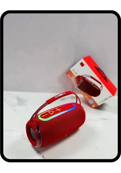 360 Rgb Led'li Taşınabilir Bluetooth Hoparlör Kırmızı, Usb/tf Destekli