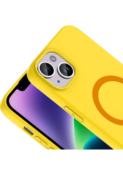 Maks Technology iPhone Uyumlu 13 Kılıf M-safe Şarj Özellikli Mkst Aris Silikon Kapak - Sarı