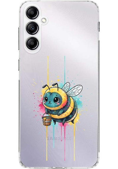 Samsung Galaxy A14 İle Uyumlu Splash Arı Tasarımlı Şeffaf Silikon Kılıf Şeffaf