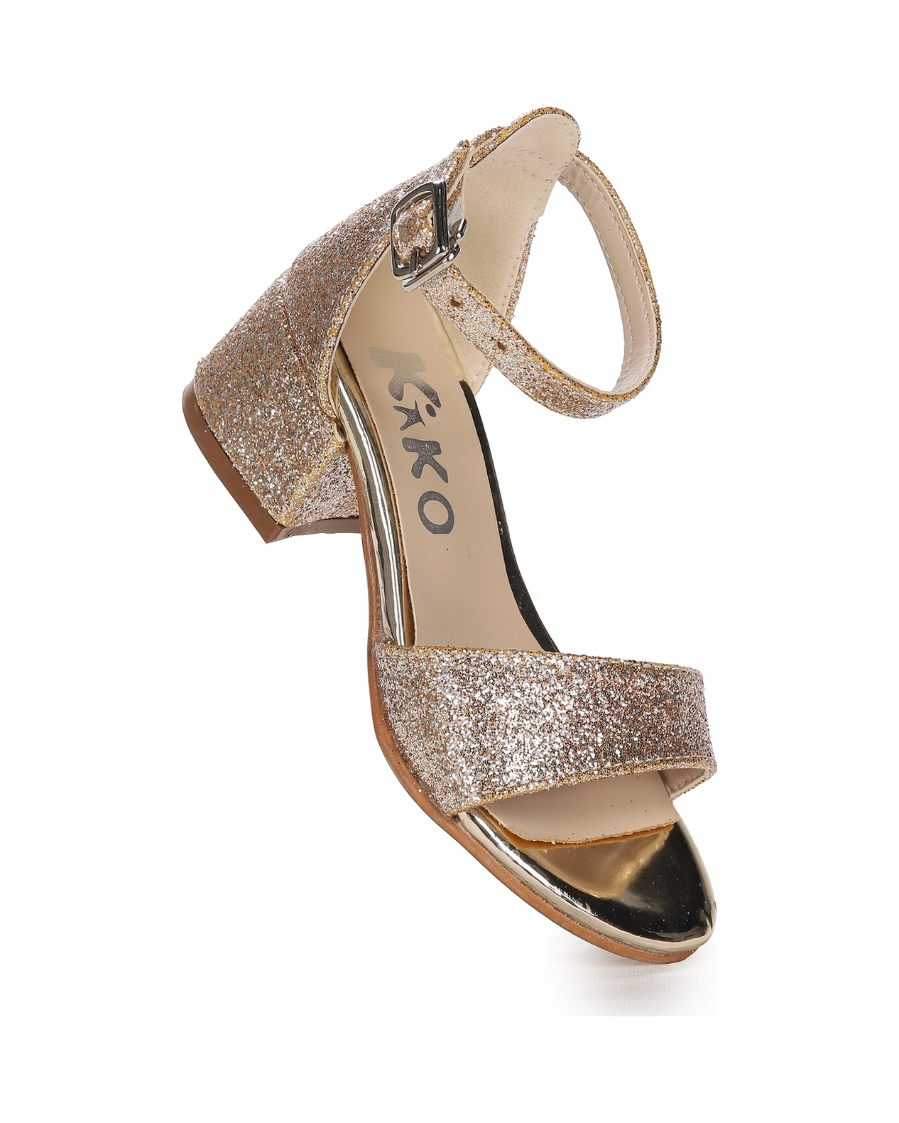 Kiko Kids Alexa Günlük Kız Çocuk 4 Cm Topuklu Sandalet Abiye Ayakkabı Altın Altın