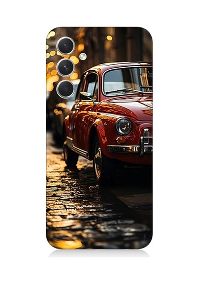 Samsung Galaxy S23 Fe Uyumlu Kırmızı Klasik Araba Desenli Silikon Kılıf