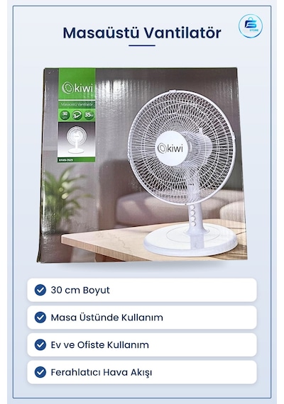 Masaüstü Vantilatör 30 Cm Ev Ve Ofis Kullanımına Uygun Pratik Yer