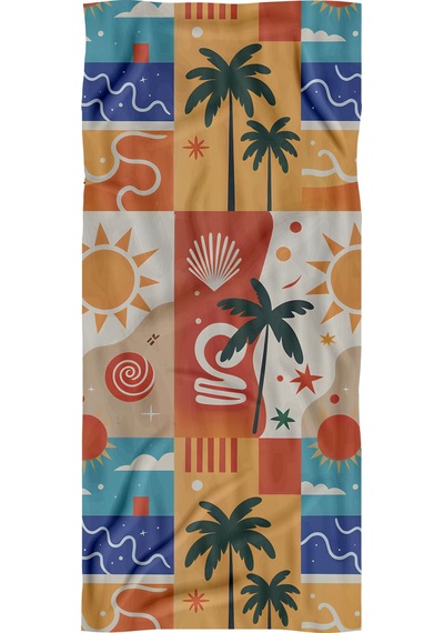 Patchwork Desenli Renkli Yüksek Su Emici 70x150cm Plaj Havlusu