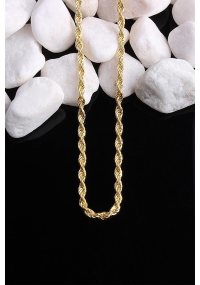 Omar Silver Unisex Halat Gümüş Zincir 3 Mm Elmas Kesim Gold Altın
