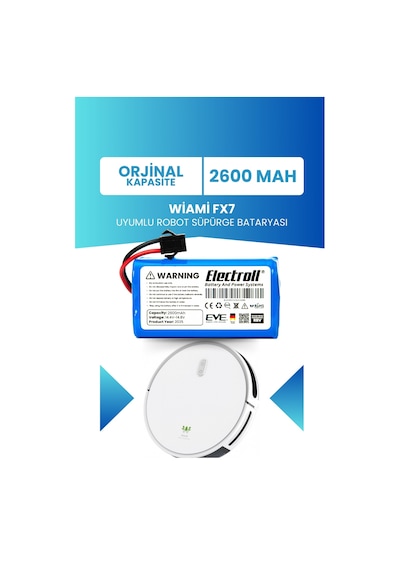 Wiami Fx7 Batarya 2.600mah Pil Robot Süpürge Batarya