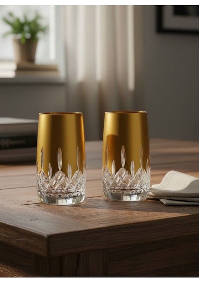 Bohemia Kristal Kahve Yanı Su Bardağı Altın Yaldızlı 150 Cc 6 Adet Altın
