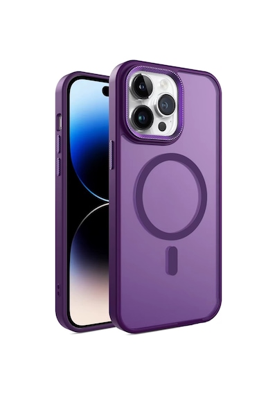 Fitcase Apple Uyumlu iPhone 16 Pro Max Kılıf Soft Mat Magsafe Kapak Derin Mor
