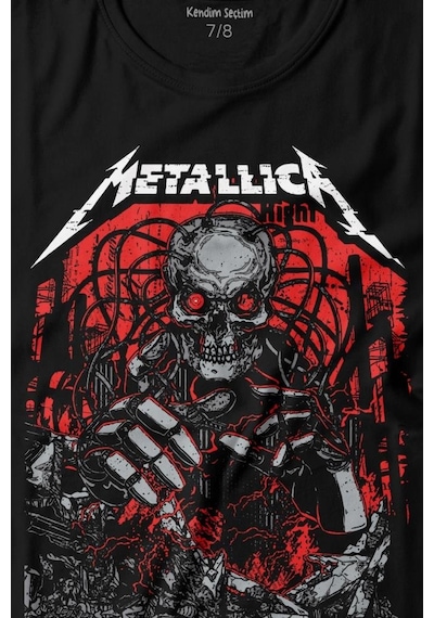 Kendim Seçtim Metallica Rock Music Metal Skull Kuru Kafa James Lars Kırk Robert Baskılı Tişört Çocuk T-shirt 001