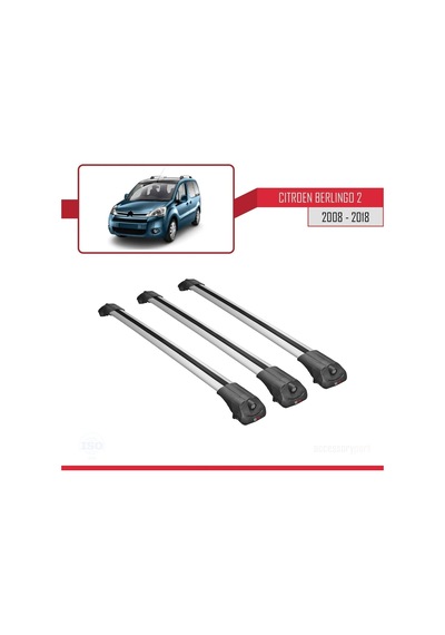 Citroen Berlingo 2008-2018 Arası İle Uyumlu Ace-1 Ara Atkı Tavan Barı Gri 3 Adet Bar