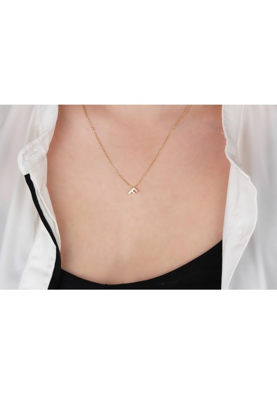 Glorria Gümüş 3 Boyutlu Minimalist F Harfi Kolye Sarı