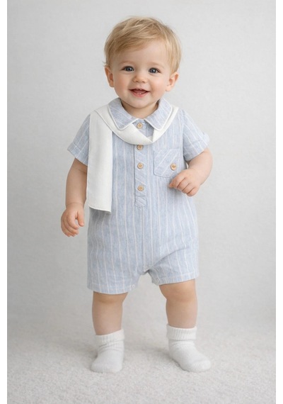 Noy Noy Erkek Bebek Tulum 8276 Mavi Mavi