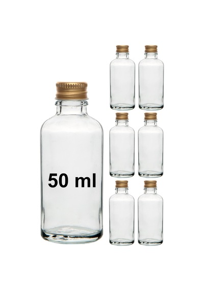 6 Adet Klasik Cam Shot Şişesi Sızdırmaz Metal Kapaklı Koku Çok Amaçlı Kavanoz 50ml