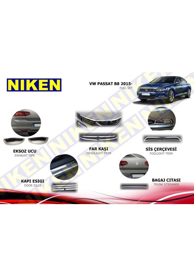 Volkswagen Passat B8 Full Krom Seti Nikelajı Komple 2015-2018 Volkswagen Passat B8 Full Krom Seti Nikelajı Komple 2015-2018