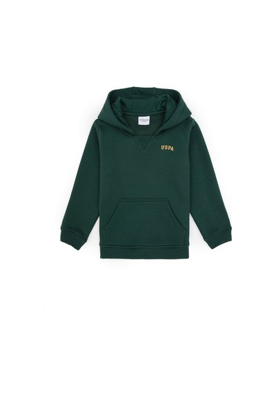 U.S. Polo Assn. Erkek Çocuk Koyu Yeşil Basic Kapüşonlu Sweatshirt 50313808-VR079