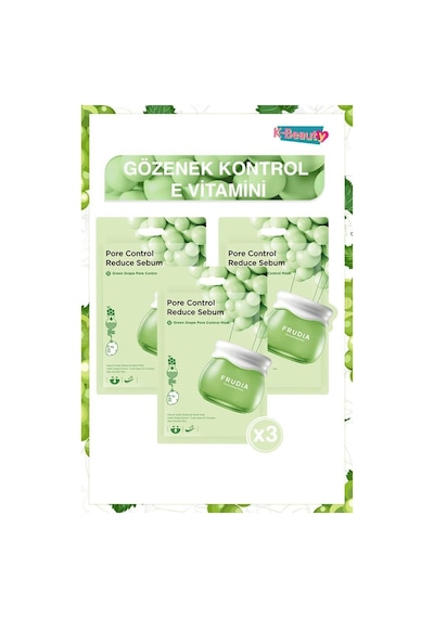 Frudia Green Grape Gözenek Kontrol Yüz Maskesi 3 x 20 ML