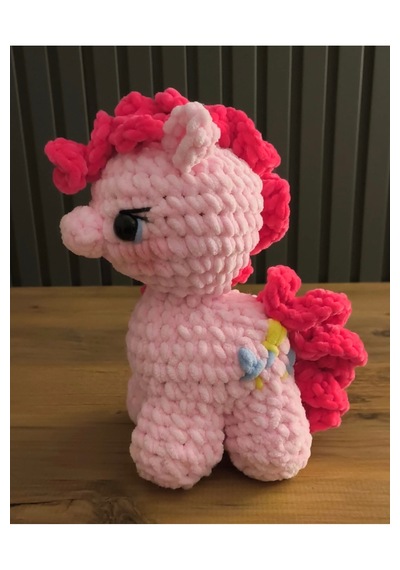El Yapımı Tığ İşi My Little Pony Peluş Oyuncak Pinkie Pie 02 - Çok Renkli