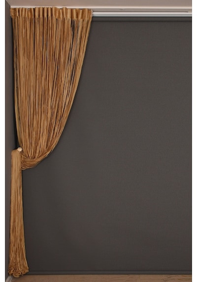 Düz Ip Model Gold Renk Hazır Ip Perde 300x280
