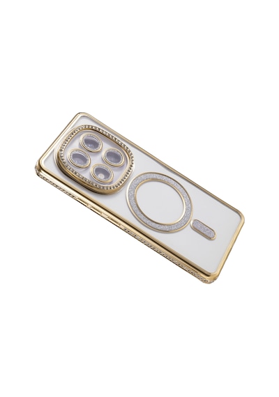 Xiaomi Redmi Note 15 Pro 4g Uyumlu Kılıf Parlak Taşlı Simli M-safe Telefon Kılıfı Kapak Gold