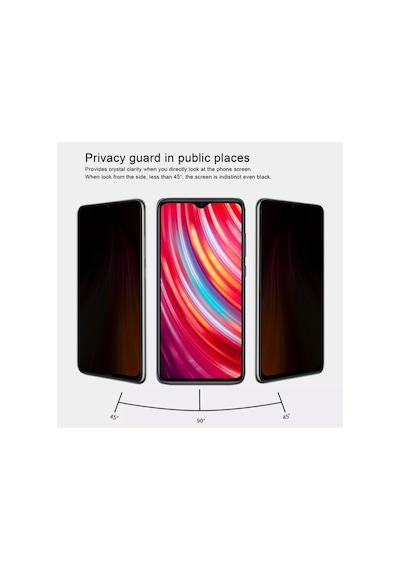Xiaomi Redmi Note 8 Privacy 5d Gizlilik Filtreli Cam Ekran Koruyucu Siyah