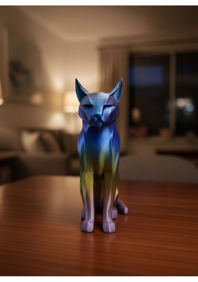Rainbow Renkli Kedi Biblosu Dekoratif Masa Ve Raf Süsü