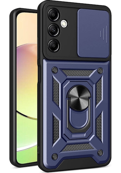 Zore Galaxy Uyumlu A14 Kılıf Magnetik Standlı Kamera Korumalı Sürgülü Vega Kapak - Mavi Mavi