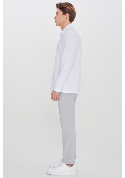 AC&Co / Altınyıldız Classics Erkek Grı Slim Fit Dar Kesim Beli Bağlamalı Yan Cep Armürlü Casual Pantolon Gri