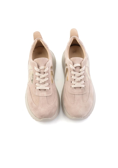 Bambi Bej Süet Hakiki Deri Kadın Sneaker K01753050902