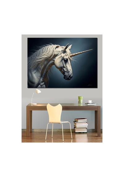 Beyaz Kanatlı Mistik Unicorn Atı Yağlı Boya Dokulu Kanvas Tablo Canvas Tablosu