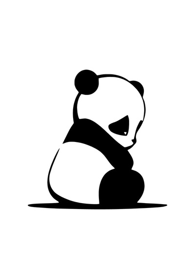 Üzgün Panda Sticker 10 X 10 Cm