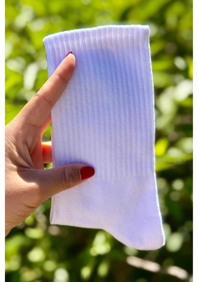 Lousocks Unisex Beyaz Düz Renk Tenis Spor Çorabı