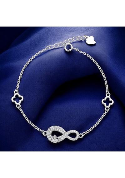 Servi 925 Ayar Gümüş Infinity Clover Bileklik-20