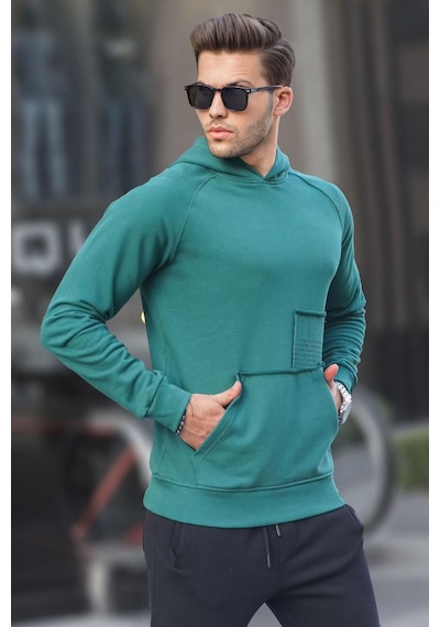 Madmext Koyu Yeşil Kapüşonlu Sweatshirt 6151-koyu Yeşil Koyu Yeşil