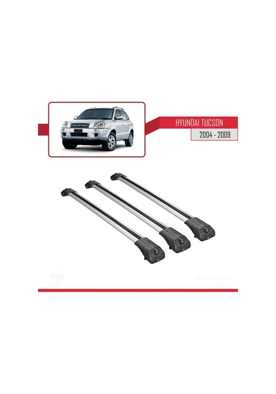 Hyundai Tucson Jm 2004-2009 Arası İle Uyumlu Ace-1 Ara Atkı Tavan Barı Gri 3 Adet Bar
