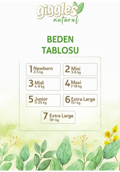 Giggles Natural Jumbo 7 Numara Pamuklu Bebek Bezi 156 Adet